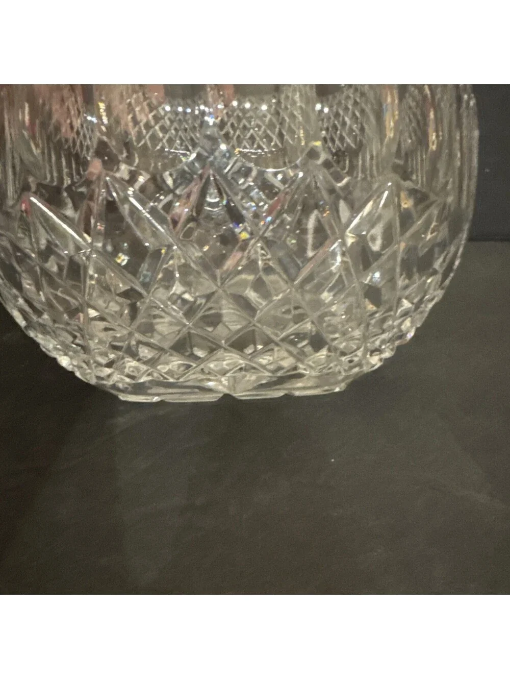 Gorgeous Detailed Clear Cut Crystal Rose Bowl Vase 6